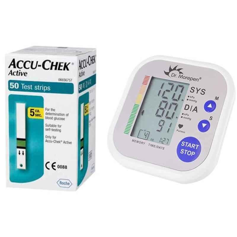 Dr. Morepen BP 02 Blood Pressure Monitor & Accu-Chek Active 50 Test Strips