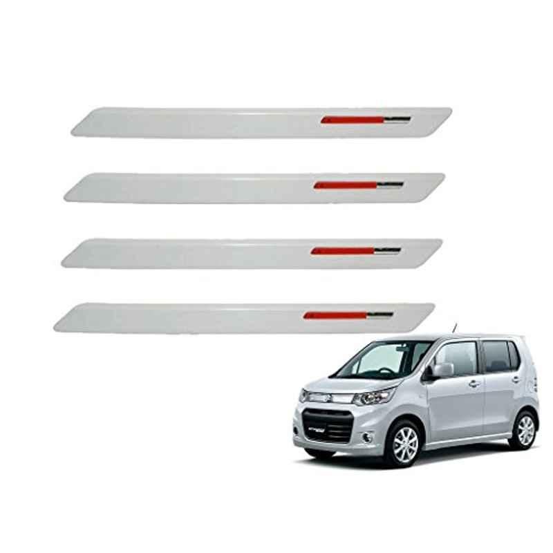 Kozdiko 4 Pcs White & Red Designer Car Bumper Protector Set for Maruti Wagon R Stingray