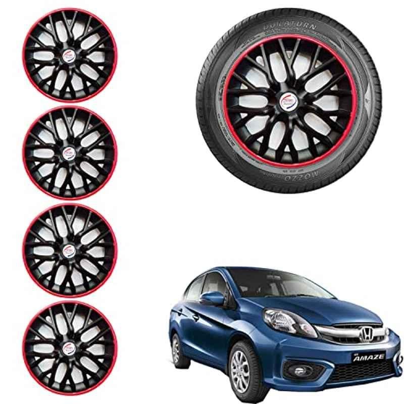 Auto Pearl 4 Pcs 14 inch ABS Black & Red Car Wheel Cover Set for Honda Amaze Type 2