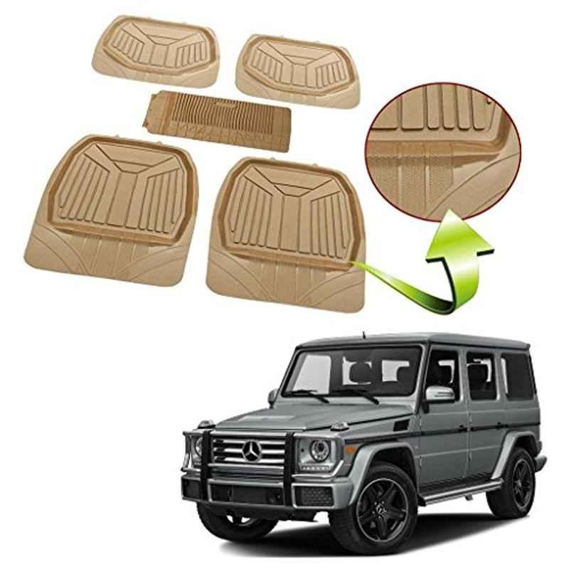 Kozdiko 5 Pcs Rubber Beige 3G Rubber Mat Set for Mercedes Benz E Class Cabriolet