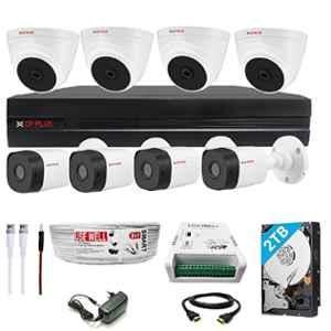 CP Plus 2.4MP 4 Pcs Dome, 4 Pcs Bullet Camera, 2TB Hardisk, 8CH DVR, 90m Cable Roll, Power Supply, BNC & DC Connector Kit