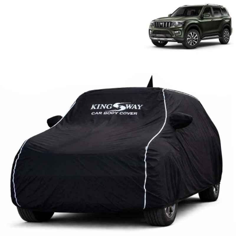Kingsway Super Waterproof All Weather Protection Polypropylene Black Car Cover for Mahindra Scorpio N 2022 Onwards with Mirror & Antenna Pockets