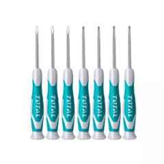 Total THT250726 SL2.0x50SL2.5x50SL3.0x50PH00x50PH0x50T6x50T8x50 Cr-V Silver & Blue Screwdriver Set (Pack of 6)