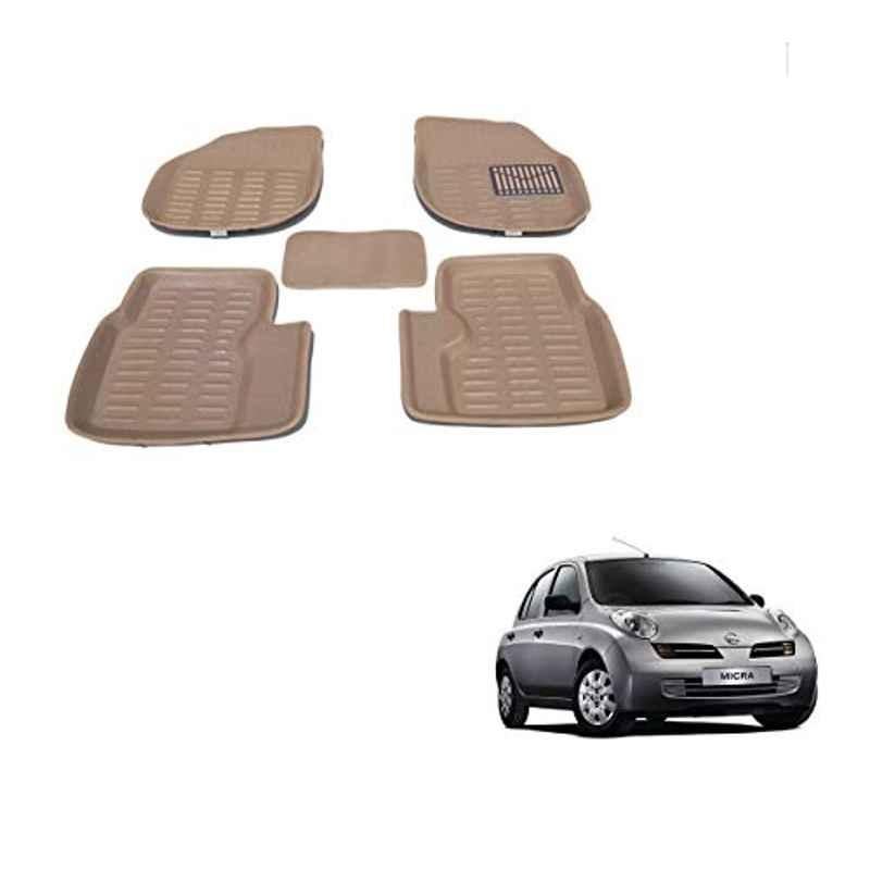 Kozdiko 3D Beige Car Foot Mat Set for Nissan Micra, koz_88085