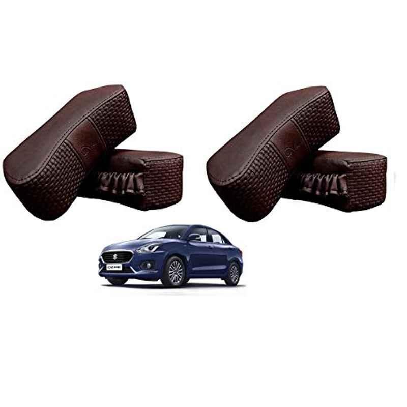 Kozdiko 4 Pcs CV Designer Cola Leatherite Neck Rest Car Cushion Pillow Set for Maruti Suzuki Swift Dzire 2017