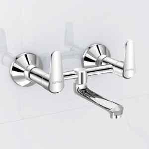 Plantex Pure Brass Non Telephonic Wall Mixer with Water Saving Nozzle/Mixer Tap for Bathroom with Brass Wall Flange & Teflon Tape (Dol-2319-Chrome)