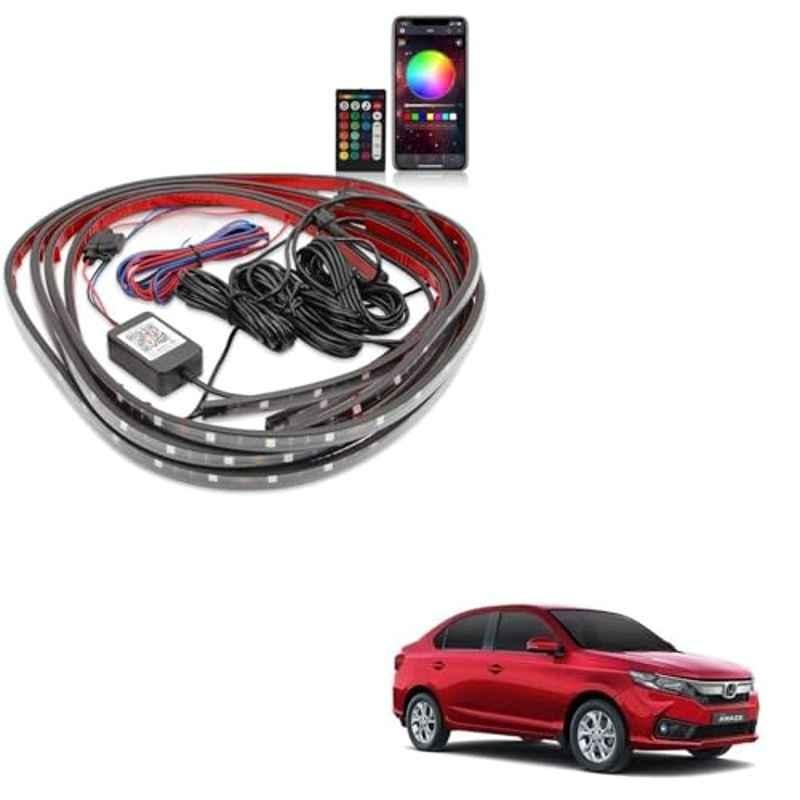 Kozdiko 12V Car Underbody Multicolor LED Strip Light Set with Wireless Remote for Honda Amaze 2018-Present