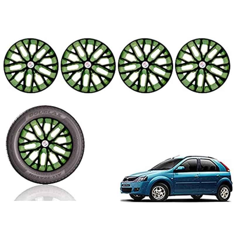 Auto Pearl 14 inch ABS Black & Green Press Type Car Hub Cap Wheel Cover for Verito Vibe
