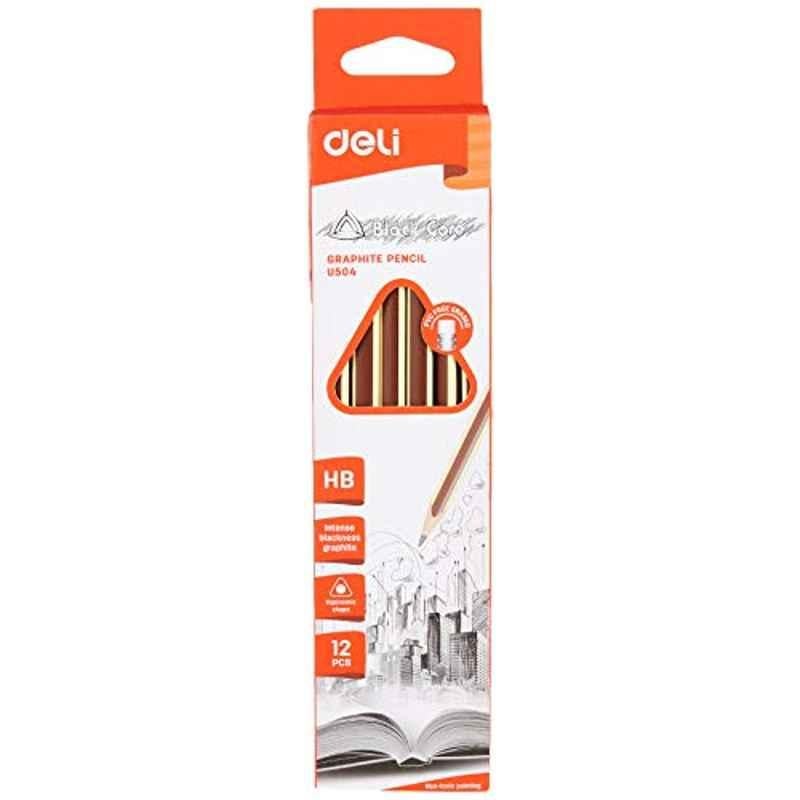 Deli Graphite Black Pencil with Non Toxic PVC Free Eraser, EU50400