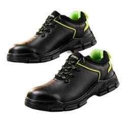 Fuel Reevon-05 CG Leather Black & Green Steel Toe Safety Shoes, Size: 8