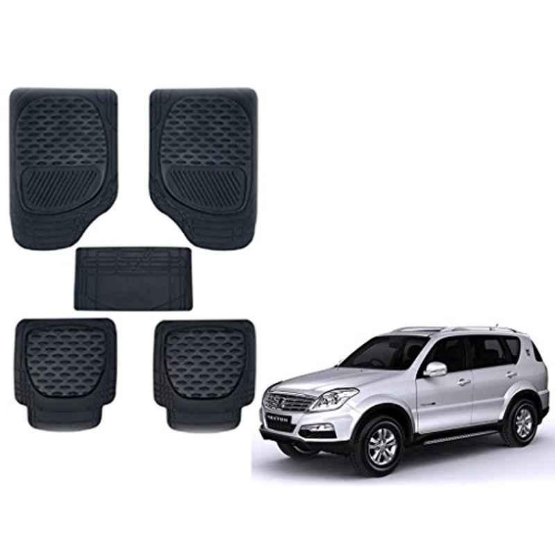 Kozdiko 6255TW 5 Pcs PVC & Rubber Black Car Mat Set for Mahindra Rexton
