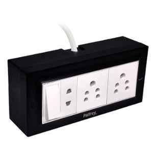 Palfrey 5A 2 Socket Black Polycarbonate Electric Extension Board with Two Pin Socket, Master Switch & 10m Wire, BL 6510