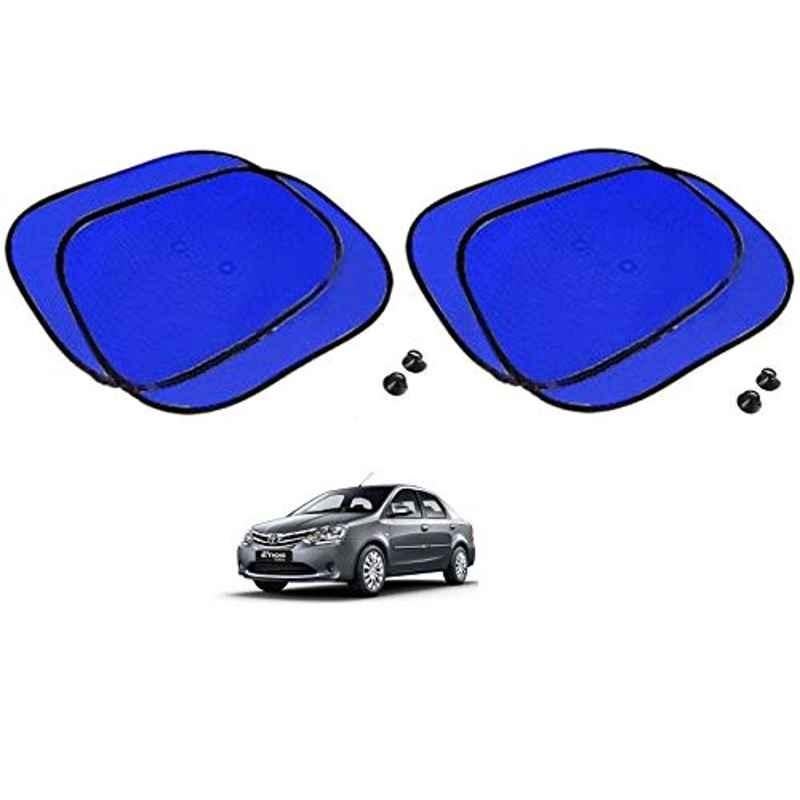 Kozdiko 4 Pcs Blue Chipkoo Car Window Sunshade Curtain Set for Toyota Etios, koz_83006