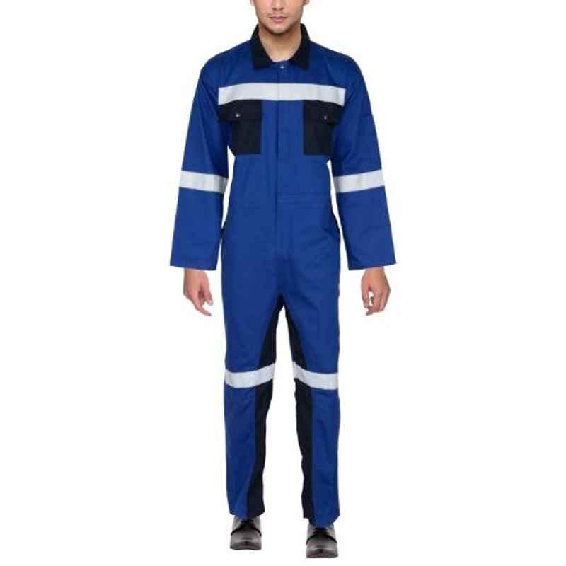 Club Twenty One Workwear Large Royal & Navy Blue Cotton Boiler Suit with 2 inch Reflective Tape