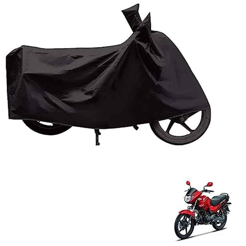 Kozdiko Polyester Black Dust & Waterproof Bike Body Cover with Mirror Pockets for Hero Glamour