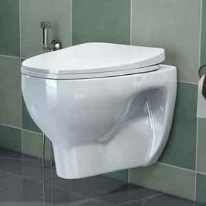 Plantex Cascade Ceramic White P Trap Western Commode with Soft Close Toilet Seat Cover, APS-1086