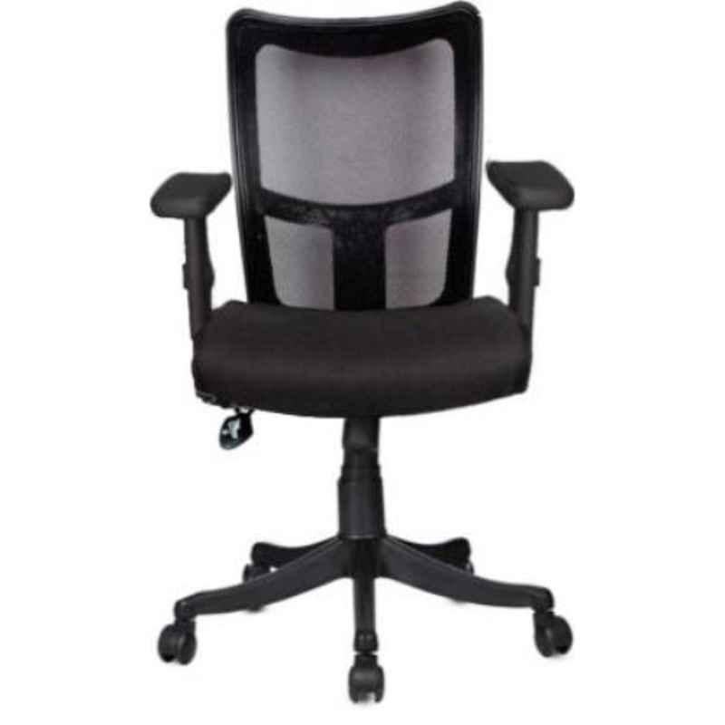 Rajpura Brio Medium Back Black NB Adjustable Arms Revolving Office Chair, RSE304-Black