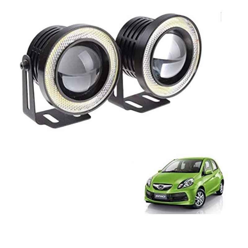 Kozdiko 2 Pcs 15W 3.5 inch High Power White LED Projector COB Fog Light Set with White Angel Eye Ring for Honda Brio, koz_89332