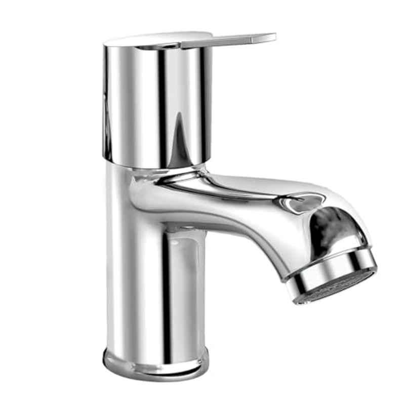 Plantex Pillar Tap for Bathroom with Water Saving Aerator and Brass Spindle/Wash Basin Tap with Teflon Tape/Single Lever Water Tap Rio-Chrome