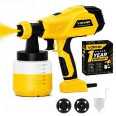 iBELL Vormir 800ml/min 450W Plastic Yellow HVLP Handheld Paint Spray Gun with Dual Nozzles & 1 Year Warranty, VR SG45-25