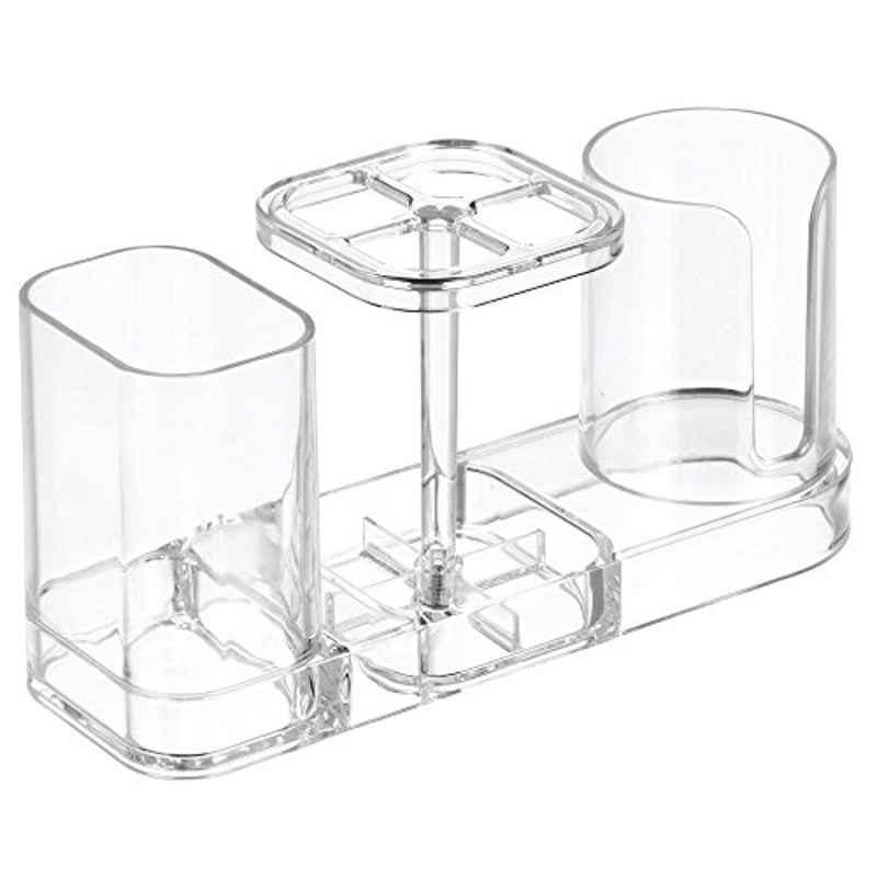 iDesign Plastic Clear Dental Centre with Toothbrush Stand & Cup Holder, 43410EU