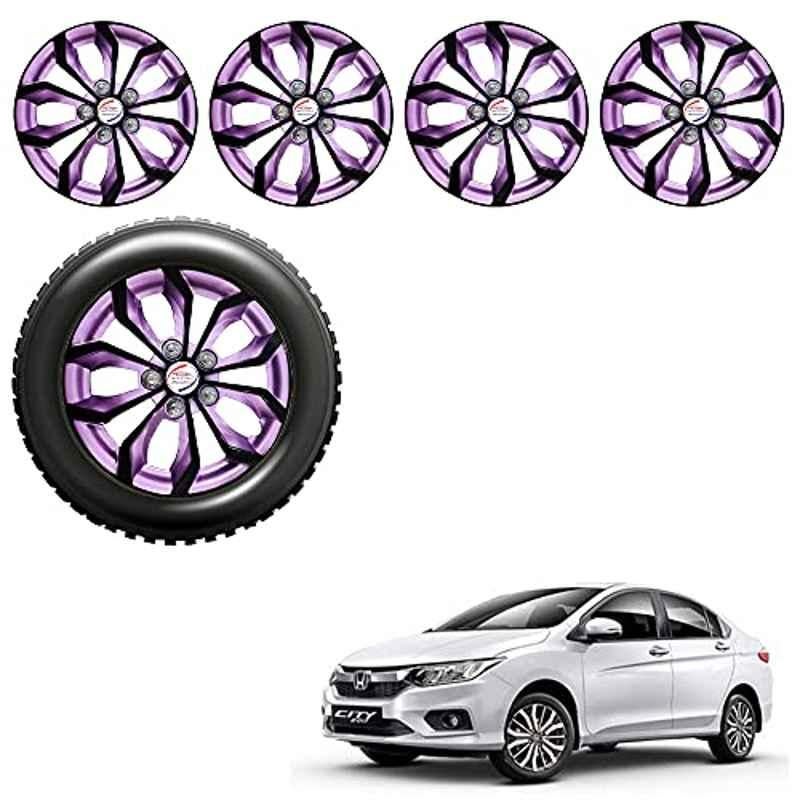Auto Pearl 4 Pcs 15 inch ABS Black & Violet Car Wheel Cover Set for Honda City Idtec
