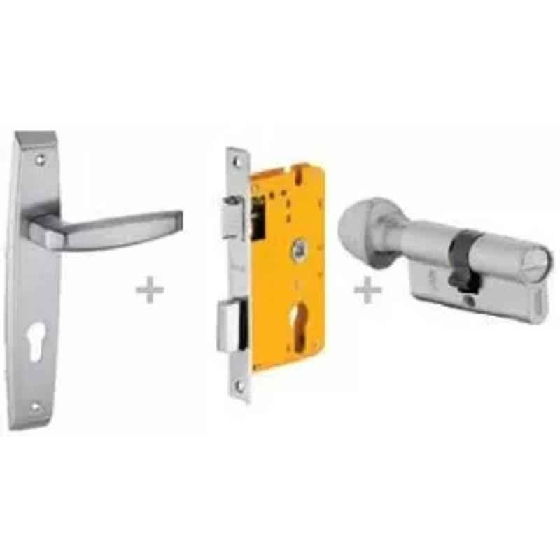 Dorset ML Series Badroli 70mm Stainless Steel Silver Chrome Finish Door Handle Lock Set with Coin & Knob, ML BA (Pack of 2)