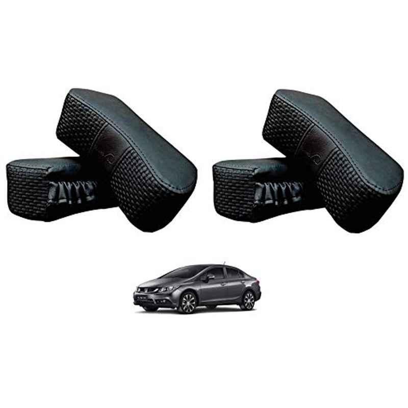 Kozdiko 4 Pcs CV Designer Black Leatherite Neck Rest Car Cushion Pillow Set for Honda Civic