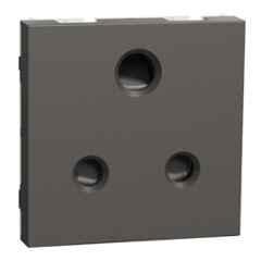 Schneider Electric Miluz Zeta 6A 2 Module Polycarbonate & Polyamide 3 Pin Warm Grey Socket with Shutter, MZSO62M3P_WG, (Pack of 10)