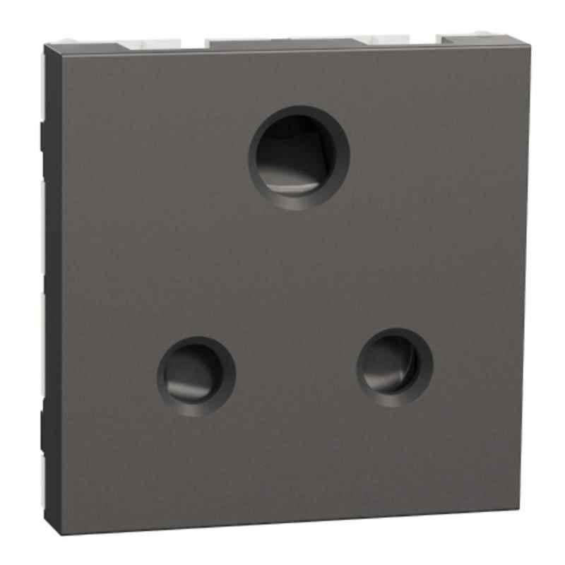 Schneider Electric Miluz Zeta 6A 2 Module Polycarbonate & Polyamide 3 Pin Warm Grey Socket with Shutter, MZSO62M3P_WG, (Pack of 10)