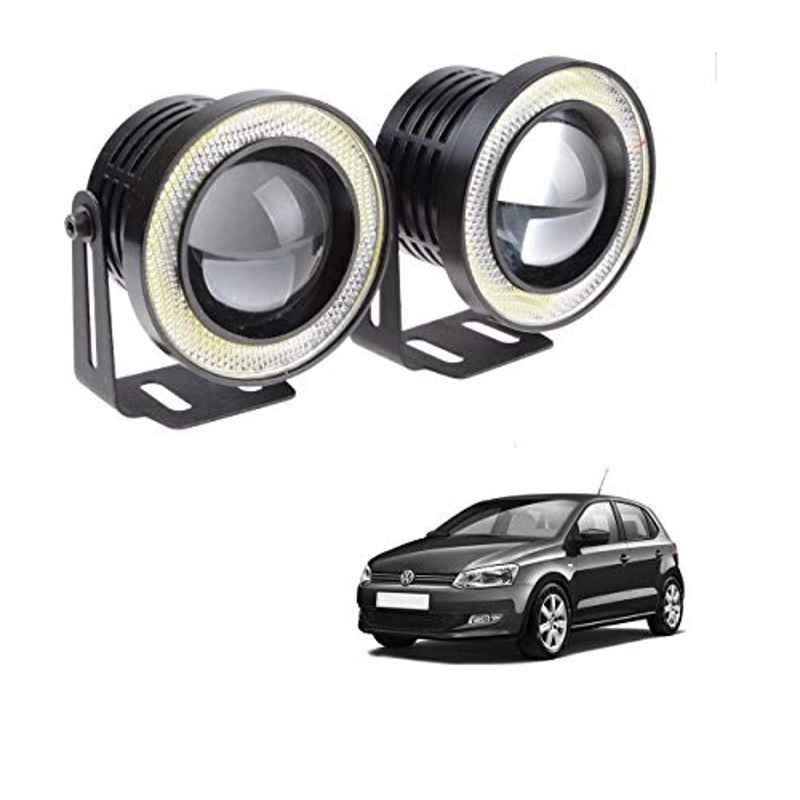 Kozdiko 2 Pcs 15W 3.5 inch High Power White LED Projector COB Fog Light Set with White Angel Eye Ring for Polo, koz_89266