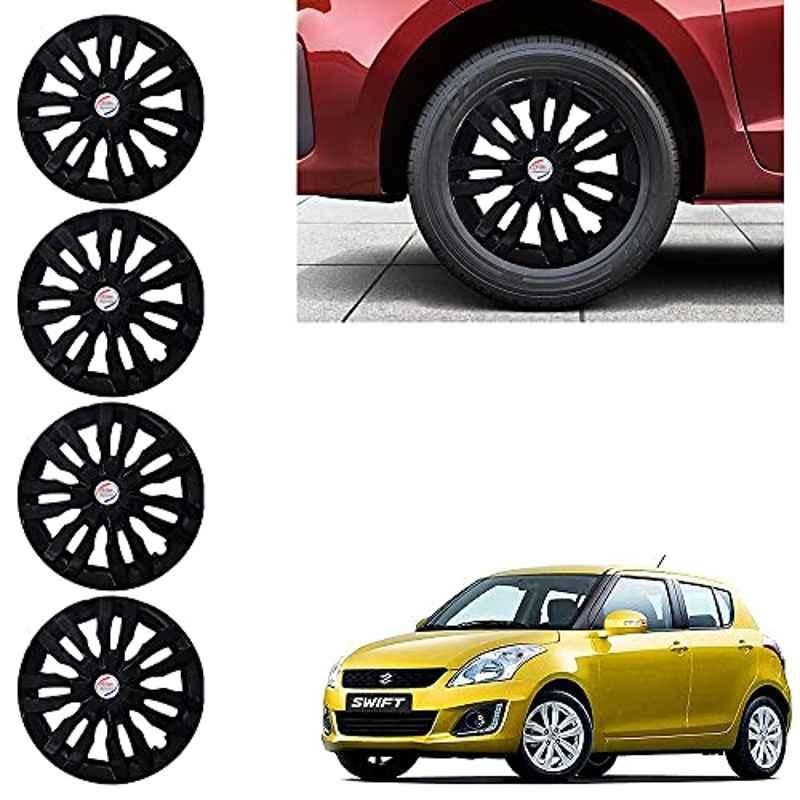 Auto Pearl 4 Pcs 14 inch ABS Black Wheel Cover Set for Maruti Suzuki SwiftT-4