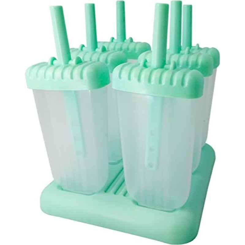 Nerthus FIH 434 7 Pcs Plastic Green Ice Cream Molds & Base Tray Set