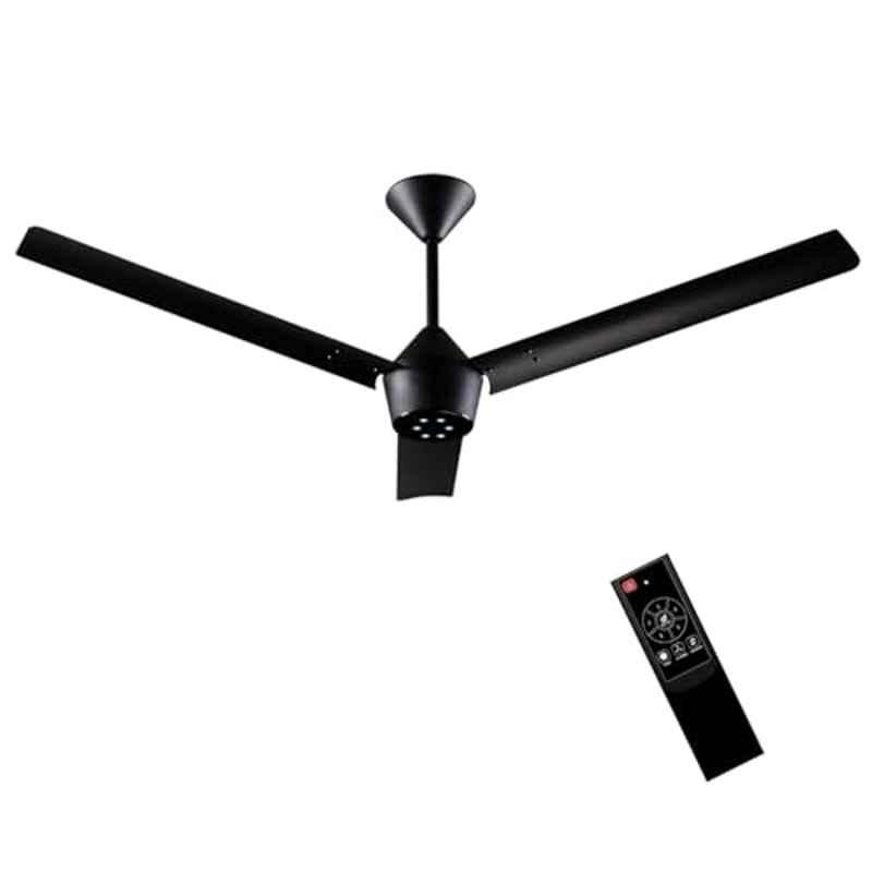 Luker Radial 32W 340rpm Black 5 Star 3 Blade BLDC Ceiling Fan with Remote & 3 Years Warranty, Sweep: 1200 mm