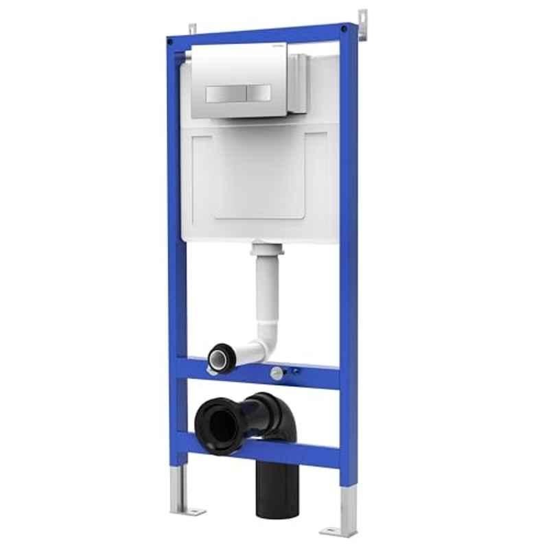 Plantex 8 Litre Polyethylene & Galvanized Iron Blue & White Concealed Flush Tank for Commode, APS-4505
