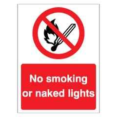 SUNSIGNS 600x200mm Vinyl & ACP Sheet No Smoking or Naked Lights Signage, SS0222VNLM3HPIFAM