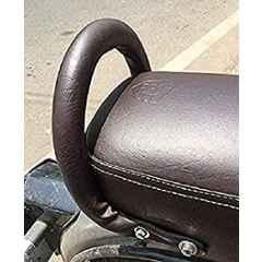 Meenu Arts World Backrest Support Pillion Brown Cushion Back Rest Full Black Bar for Royal Enfield Models RE-32