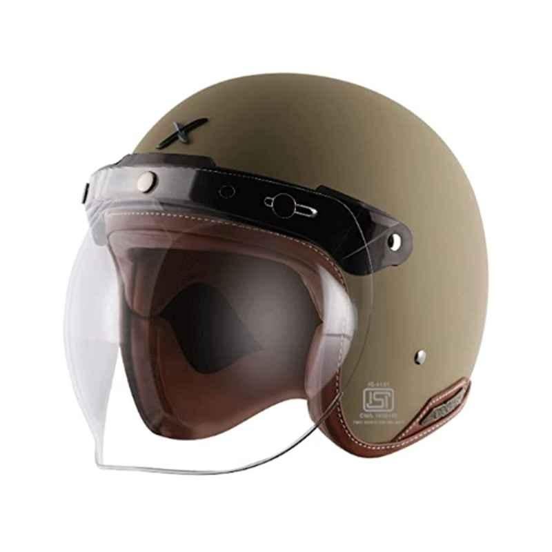 Axor Retro Jet ABS & Leather Dull Desert Storm Open Face Helmet, AHRJLDSL, Size: M