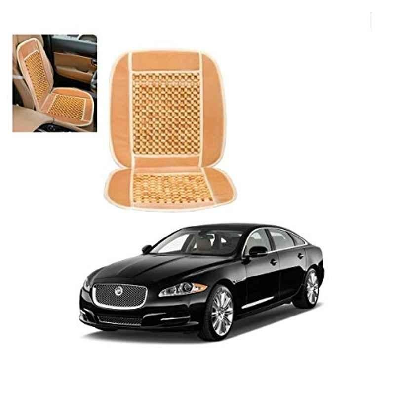 Kozdiko Wooden Bead Seat with Beige Velvet Border for Jaguar XJ-Type
