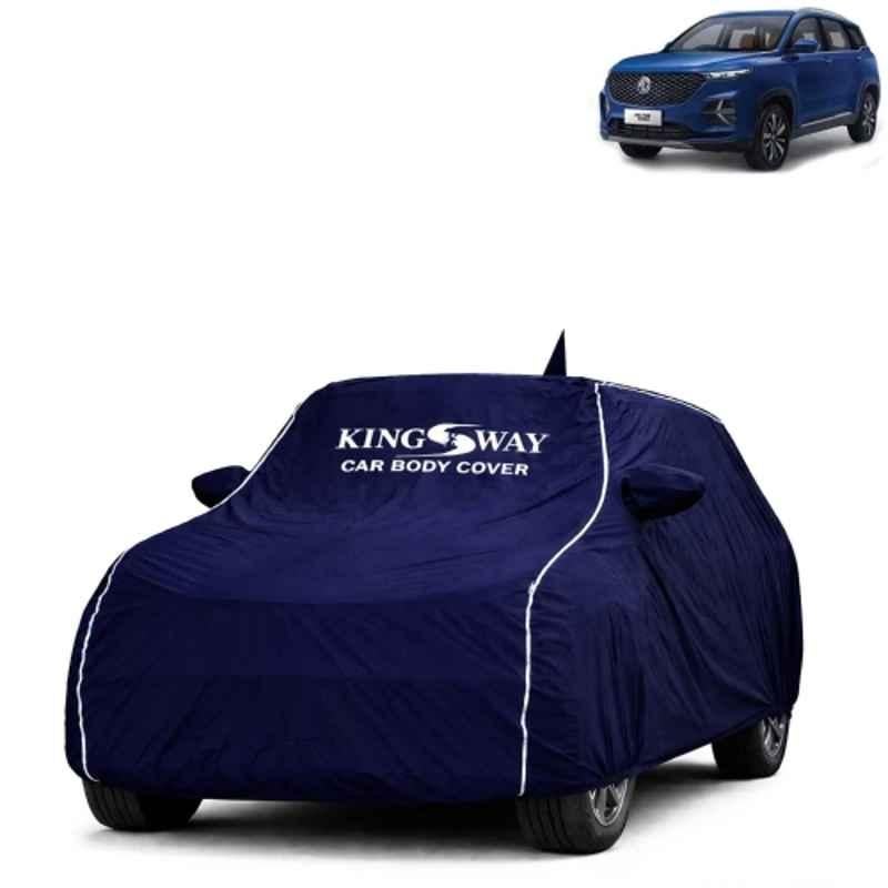 Kingsway Super Waterproof All Weather Protection Polypropylene Blue Car Cover for MG Hector Plus 2020 to 2022 with Mirror & Antenna Pockets