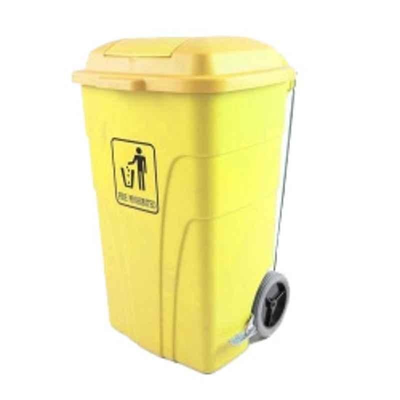 Cisne Eco 120L Yellow Garbage Bin with Foot Pedal, 409020-02