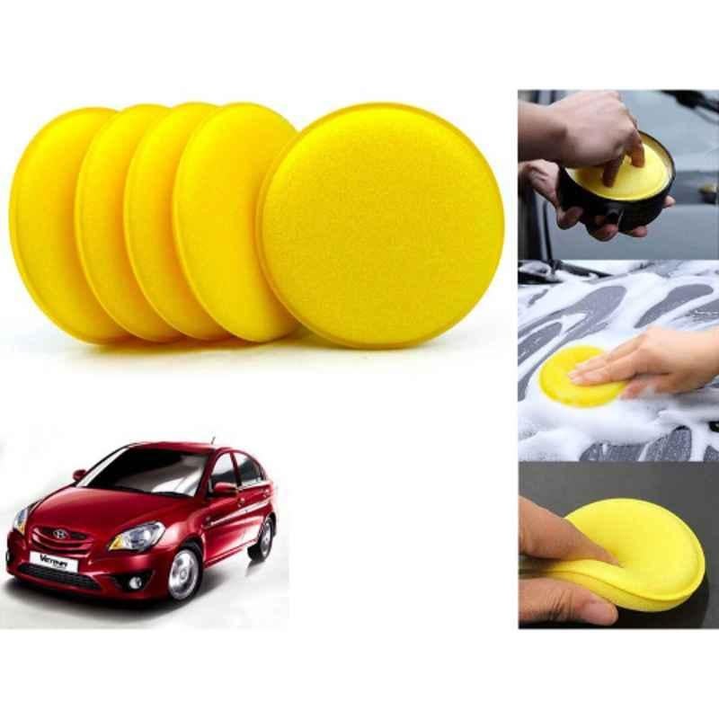 Auto Pearl Polyurethane Beige Washing & Waxing Polish Foam Sponge for VernaTransfrm T2 2011 (Pack of 5)