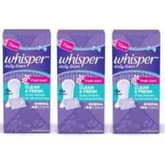 Whisper 20 Pcs White Cotton Disposable Sanitary Pad Packet, Size: Regular (Pack of 3)