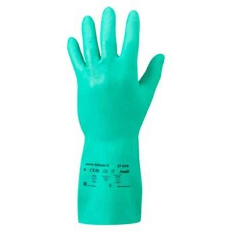Ansell Alphatec Solvex Green Nitrile Industrial Hand Gloves, Size: 9, 37-676 (Pack of 12)