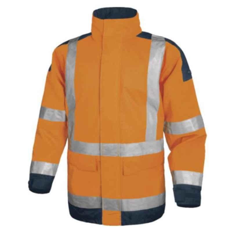 Deltaplus Easyview Oxford Polyester Flor Orange VE Rain Parka Jacket, Size: S