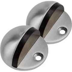 Senkiddpro Stainless Steel & Rubber Chrome Finish Floor Mounted Half Moon Door Stopper with Screws (Pack of 2)