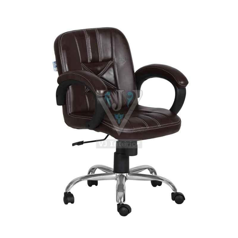 VJ Interior 18x17 inch Dark Brown Low Back Leatherette Office Chair, VJ-1507