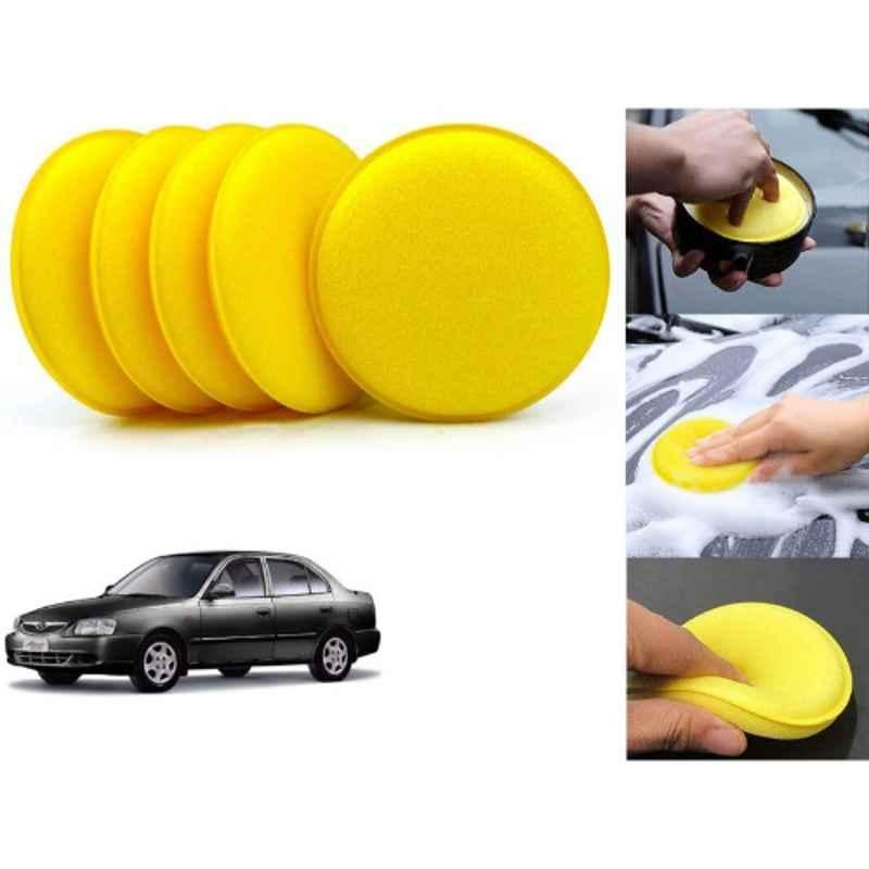 Auto Pearl Polyurethane Beige Washing & Waxing Polish Foam Sponge for Accent (Pack of 5)
