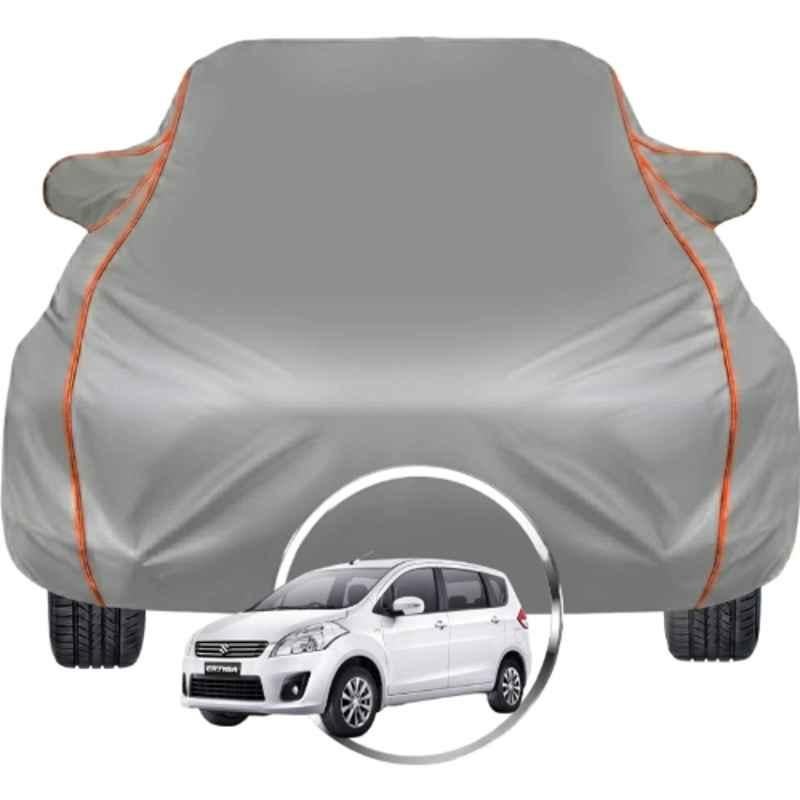 Allextreme Polyester Grey Car Cover with Triple Stitched Reflective Piping for Maruti Suzuki Ertiga Fits All Model & Year, MS-ERTIGA-BLK