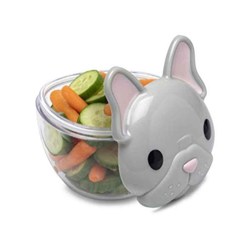 Melii 232ml Plastic Grey French Bulldog Snack Storage Container, 10200